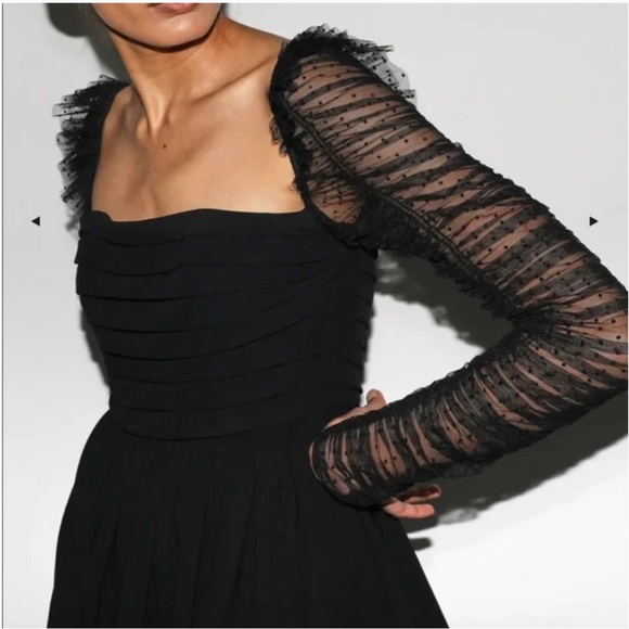 SELF-PORTRAIT Crepe Dot Mesh Midi Dress size 8 - Picture 4 of 14